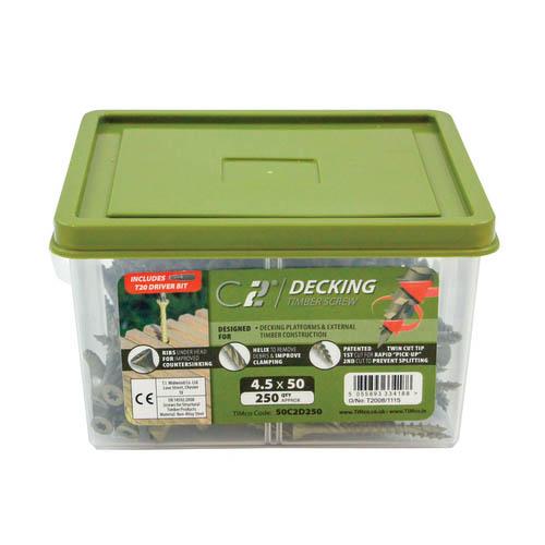 TIMco C2 Timber Decking Screws - Tub of 250 (4.5 x 50mm)
