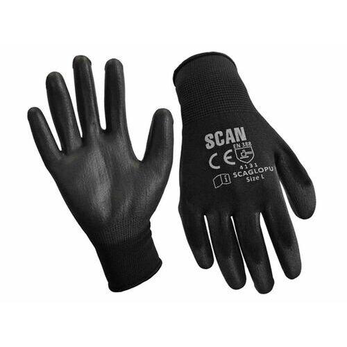 Scan Large Black PU Coated Gloves Pack of 12 Pairs
